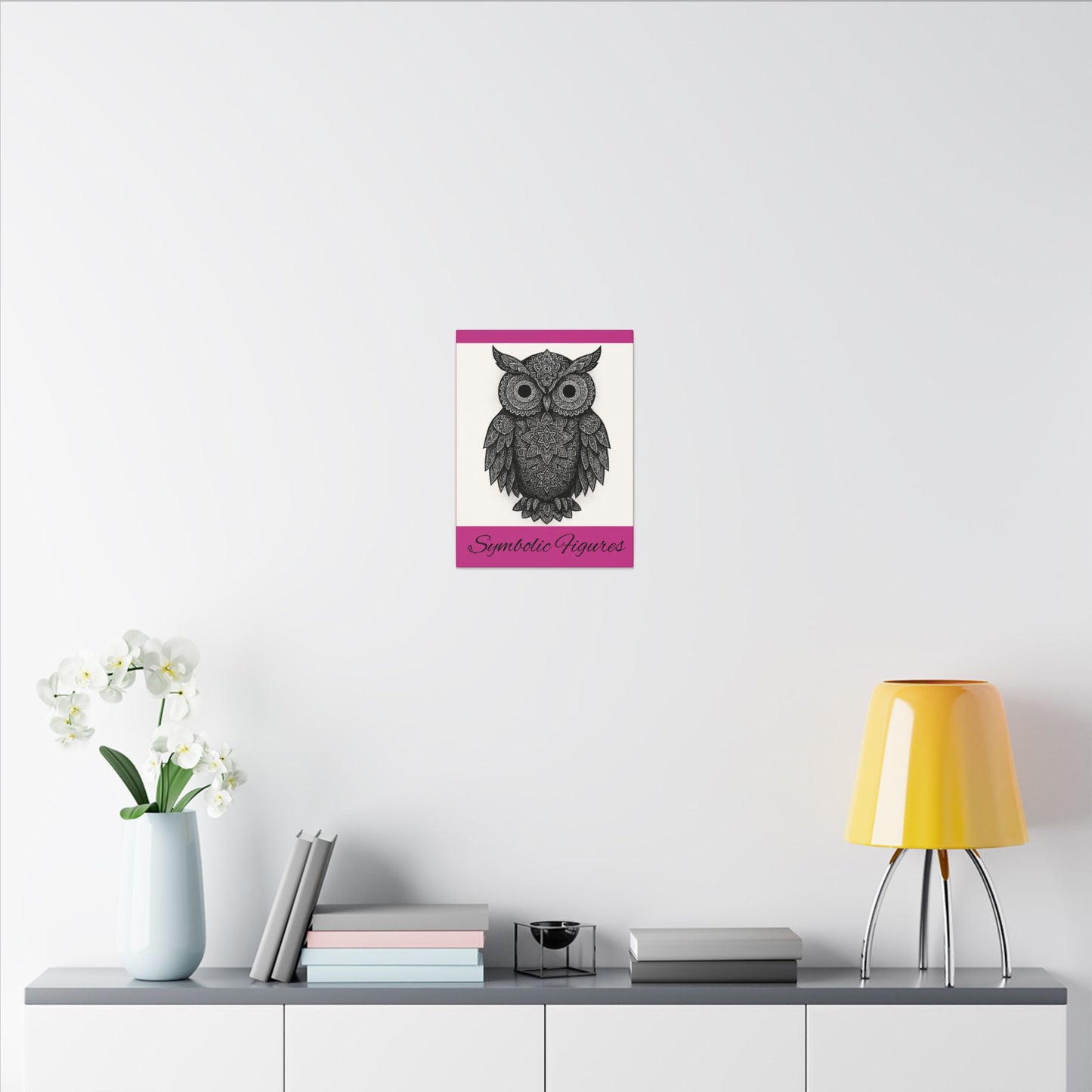 Owl Wall Art Canvas — 'Symbolic Figures' Matte Stretched Print