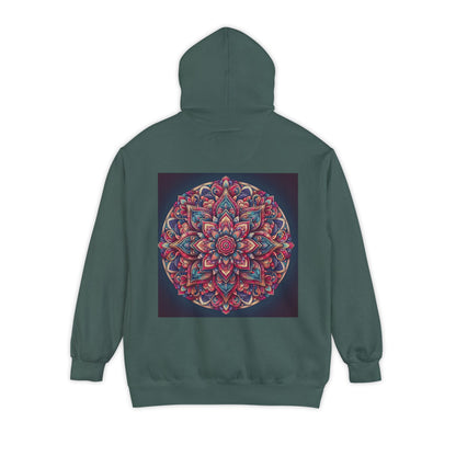 Garment-Dyed Mandala Hoodie - Cozy Floral Art Sweatshirt