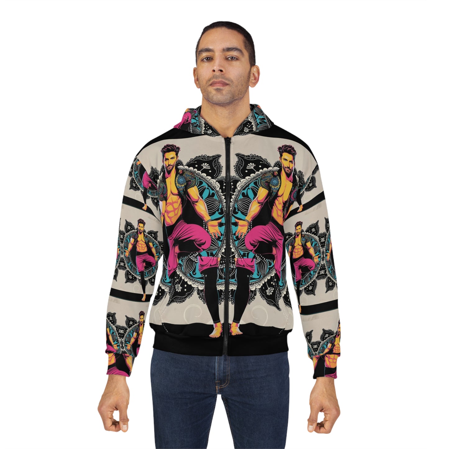 Vibrant Artistic Unisex Zip Hoodie, Colorful Zip Up, Comfortable Wear, Gift for Art Lovers, Casual Streetwear, Unique Fashion Statement
