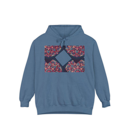 Garment-Dyed Mandala Hoodie - Cozy Floral Art Sweatshirt