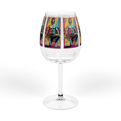 Vibrant Artistic Wine Glass, Unique Gift for Wine Lovers, Colorful 12oz Glassware, Fun Home Decor, Celebration Drinkware