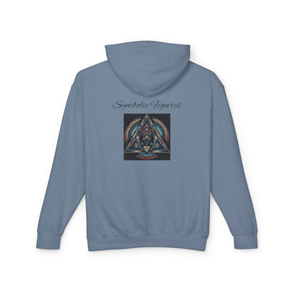 Vibrant Artistic Hoodie, Symbolic Figures Design, Lightweight Sweatshirt for Casual Wear, Unique Gift for Art Lovers, Cozy Unisex Clothing