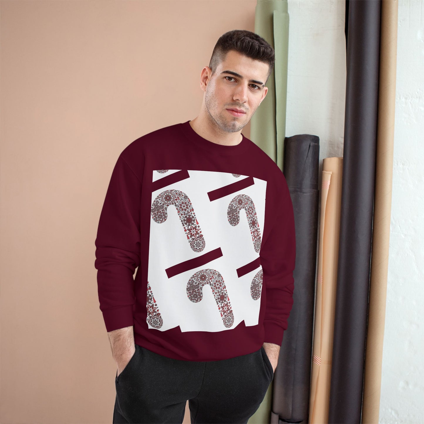 Candy Cane Champion Sweatshirt | Cozy Holiday Apparel, Christmas Sweater, Gift for Her, Winter Fashion, Festive Outfit