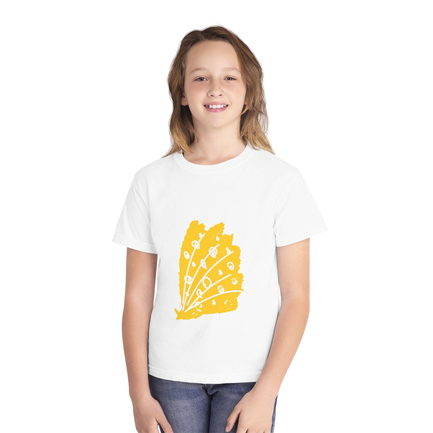 Sunny Leaf Youth Tee, Casual Summer T-Shirt, Nature Inspired Youth Shirt, Gifts for Kids, Eco-Friendly Apparel