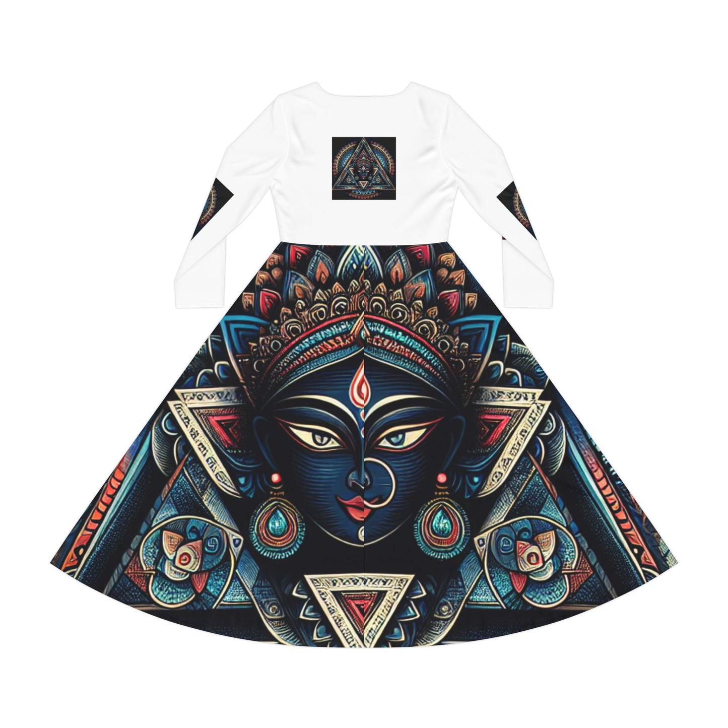 Bohemian Long Sleeve Dance Dress | Vibrant Goddess Dress, Festival Outfit, Art-Inspired Fashion, Perfect for Parties, Occasions