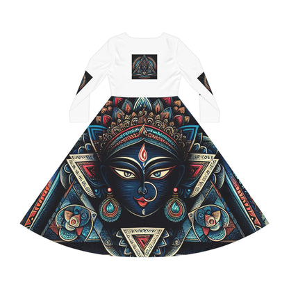 Bohemian Long Sleeve Dance Dress | Vibrant Goddess Dress, Festival Outfit, Art-Inspired Fashion, Perfect for Parties, Occasions