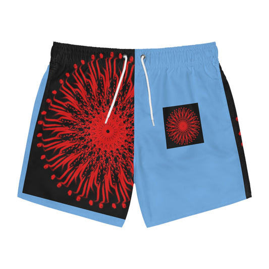 Vibrant Patterned Swim Trunks, Men's Beachwear, Summer Essentials, Pool Party Attire, Trendy Swimwear, Vacation Gear