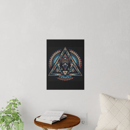 Geometric Goddess Mandala Wall Decal — Spiritual Triangle Art Poster