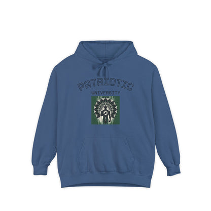 Patriotic Garment-Dyed Hoodie, Casual Sweatshirt, College Spirit Wear, Unisex Apparel, Comfortable Layering, Gift for Students