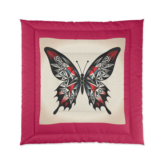 Butterfly Art Comforter, Bohemian Bedding, Unique Home Decor, Cozy Gift for Butterfly Lovers, Altar Textile, Artistic Quilt