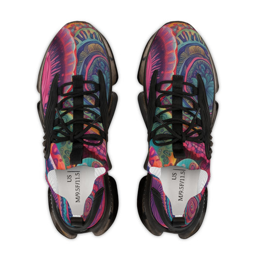 Vibrant Men's Mesh Sneakers with Colorful Mandala Design