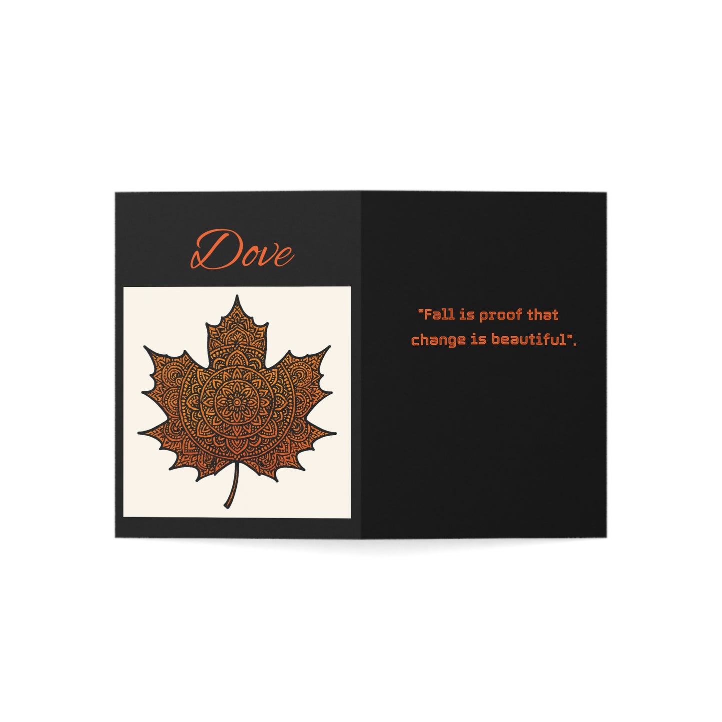 Autumn Mandala Maple Greeting Card — "Fall is proof that change is beautiful"