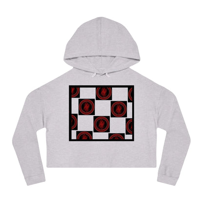 Chic Women's Cropped Hoodie with Abstract Red Design, Stylish Streetwear, Trendy Layering Piece, Perfect Gift for Her, Cozy Casual Wear