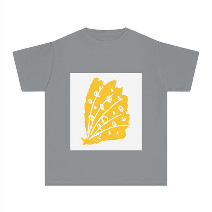 Sunny Leaf Youth Tee, Casual Summer T-Shirt, Nature Inspired Youth Shirt, Gifts for Kids, Eco-Friendly Apparel