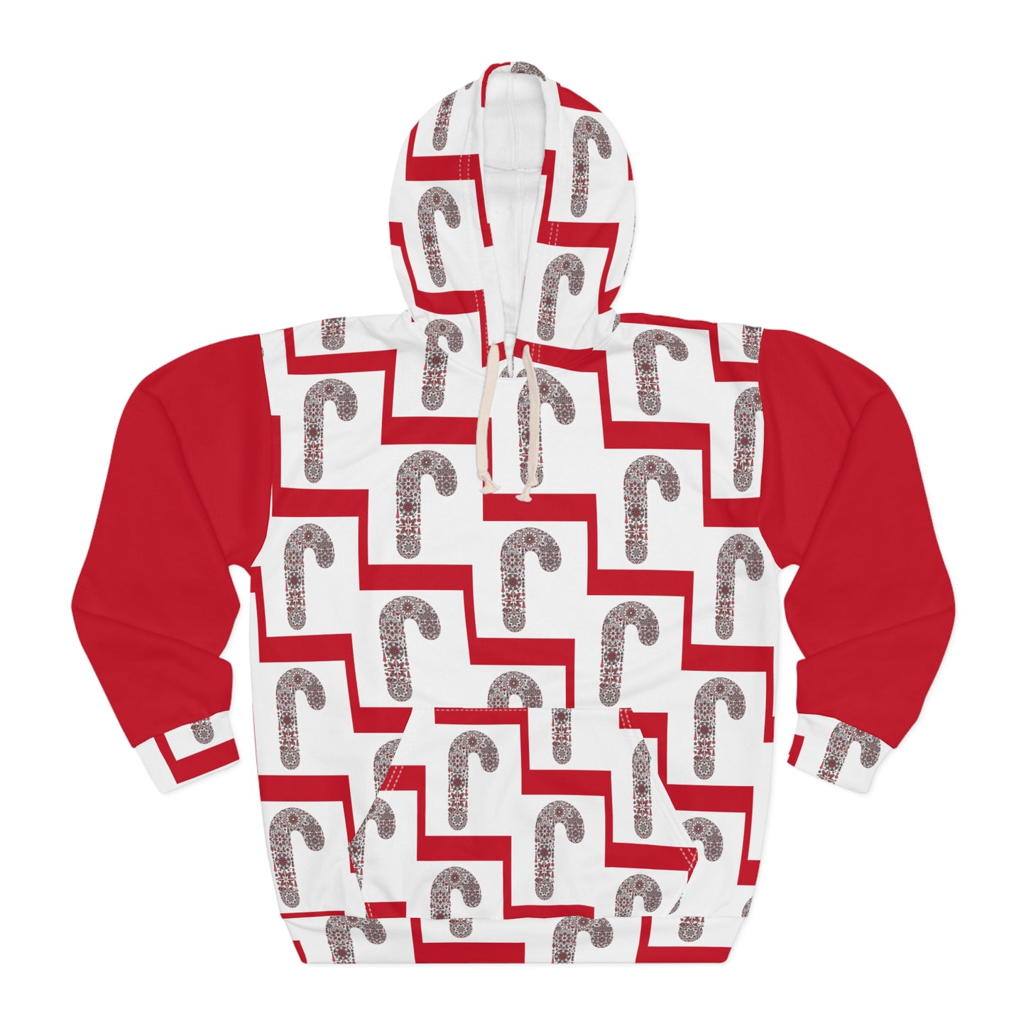 Candy Cane Pattern Unisex Pullover Hoodie, Christmas Gift, Holiday Apparel, Cozy Sweater, Festive Wear, Seasonal Style