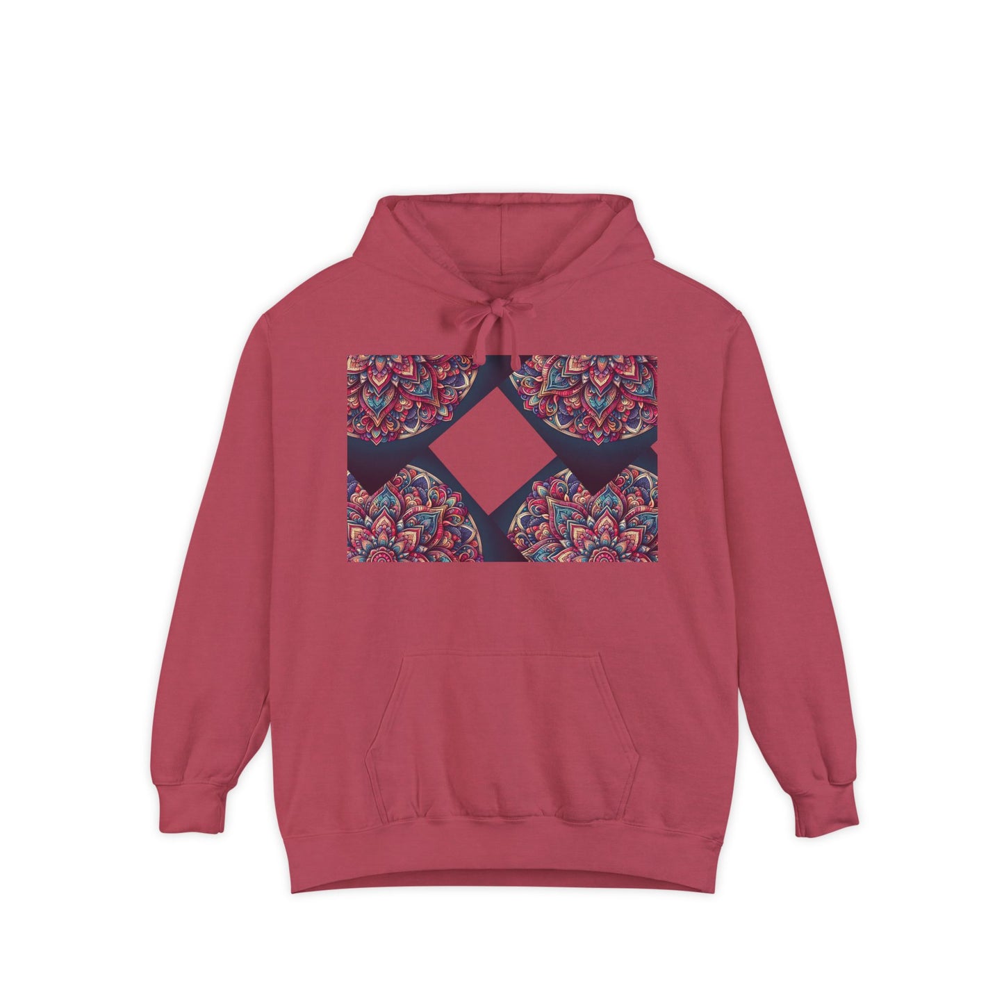 Garment-Dyed Mandala Hoodie - Cozy Floral Art Sweatshirt