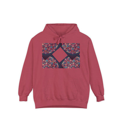 Garment-Dyed Mandala Hoodie - Cozy Floral Art Sweatshirt