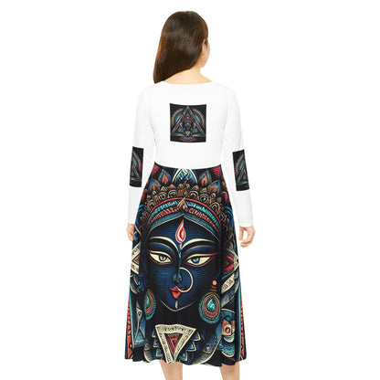 Bohemian Long Sleeve Dance Dress | Vibrant Goddess Dress, Festival Outfit, Art-Inspired Fashion, Perfect for Parties, Occasions