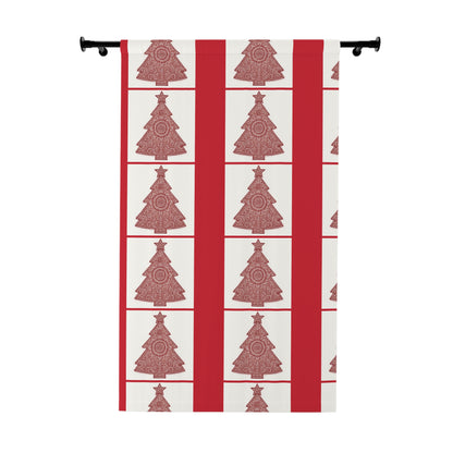 Holiday Curtain Panel — Red Mandala Christmas Tree Window Curtain