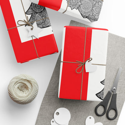 Christmas Tree Wrapping Paper - Red Square Holiday Gift Wrap