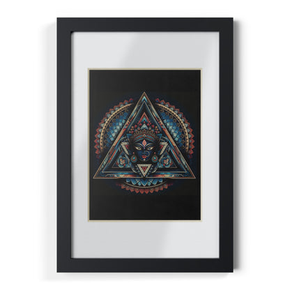 Framed Geometric Mandala Poster — Black Triangle Art Print