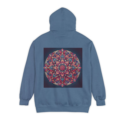 Garment-Dyed Mandala Hoodie - Cozy Floral Art Sweatshirt