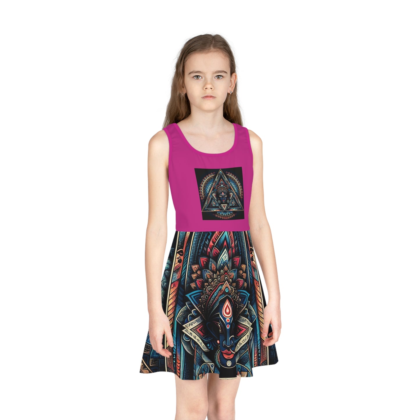 Bohemian Girls' Sleeveless Sundress, Summer Dress, Festival Wear, Vacation Outfit, Casual Sunshine Dress, Gifts for Daughters