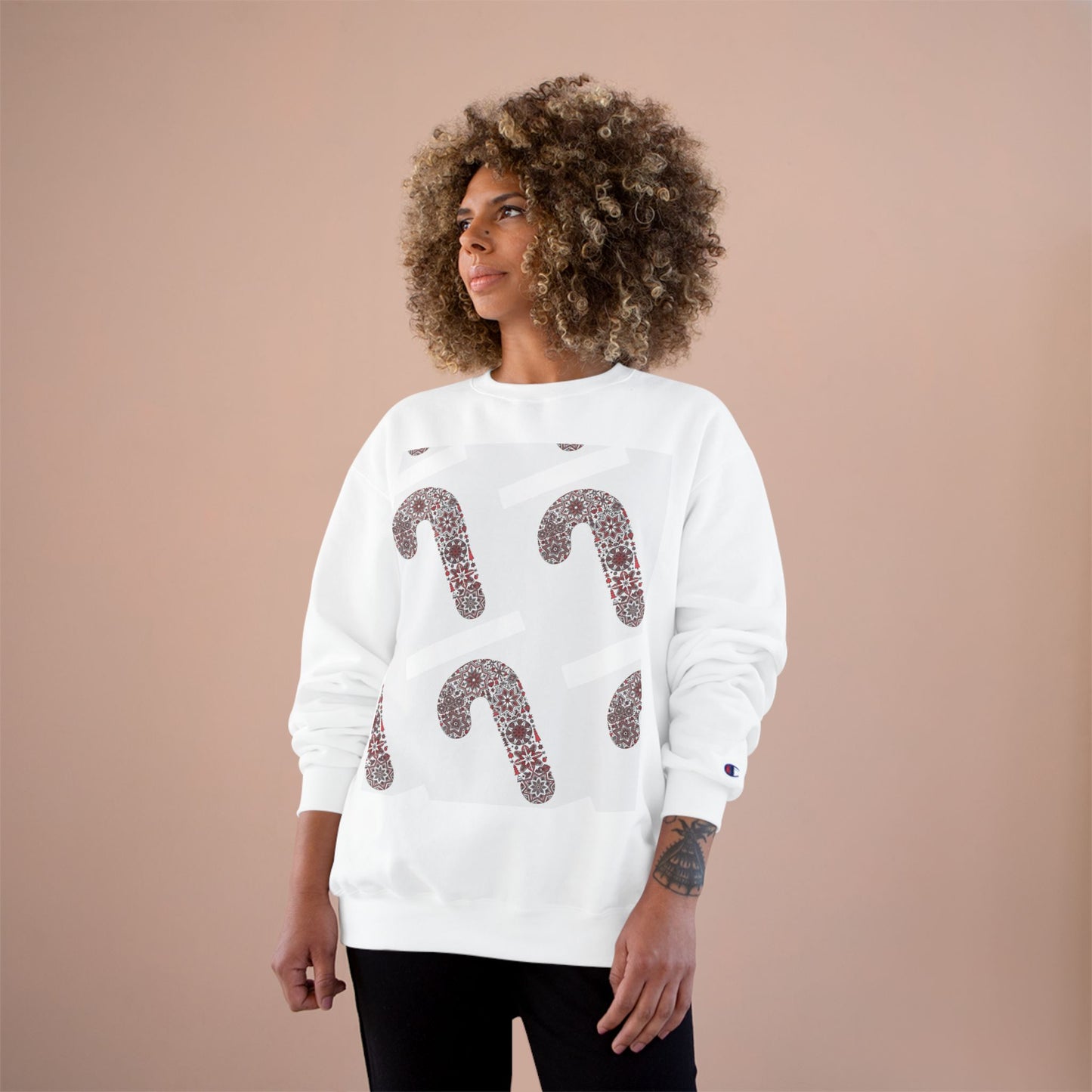 Candy Cane Champion Sweatshirt | Cozy Holiday Apparel, Christmas Sweater, Gift for Her, Winter Fashion, Festive Outfit