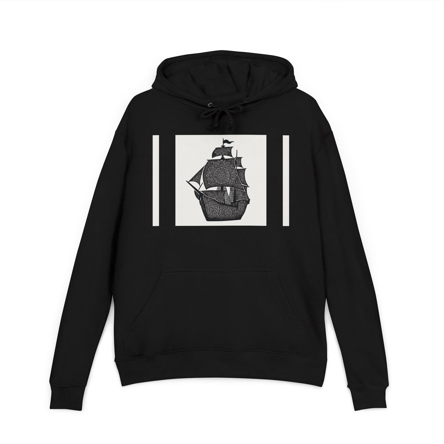Vintage Ship Graphic Unisex French Terry Hoodie, Nautical Hooded Sweatshirt, Pirate Ship Apparel, Gift for Sailor Friends
