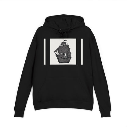 Vintage Ship Graphic Unisex French Terry Hoodie, Nautical Hooded Sweatshirt, Pirate Ship Apparel, Gift for Sailor Friends