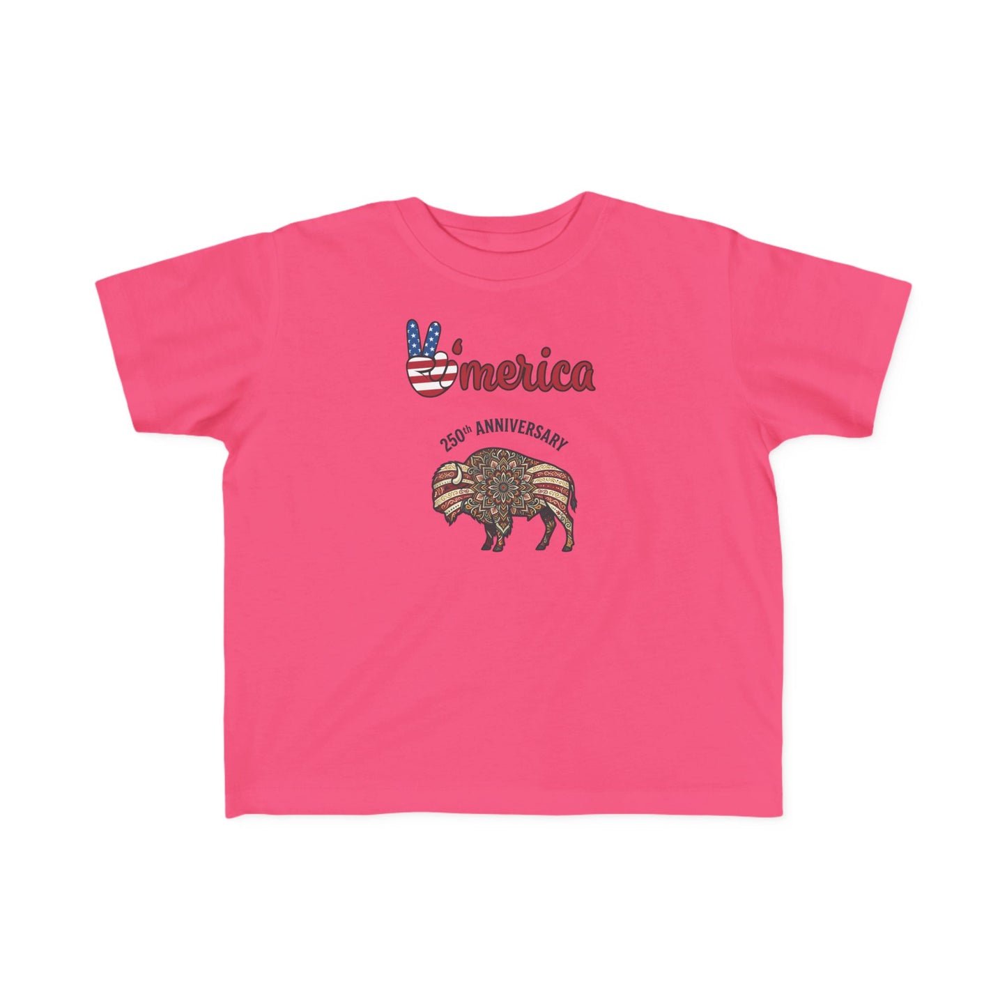 'Merica Bison Toddler Tee — Patriotic 4th of July Baby Shirt