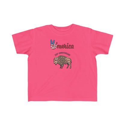 'Merica Bison Toddler Tee — Patriotic 4th of July Baby Shirt
