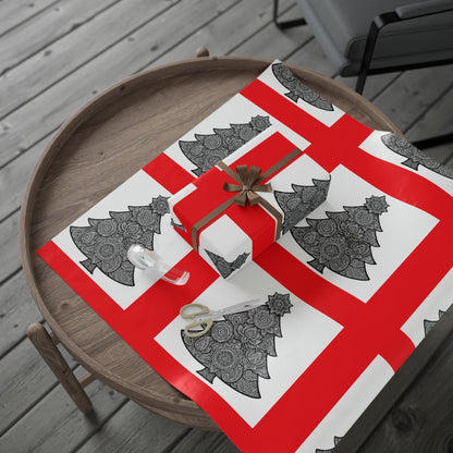 Christmas Tree Wrapping Paper - Red Square Holiday Gift Wrap