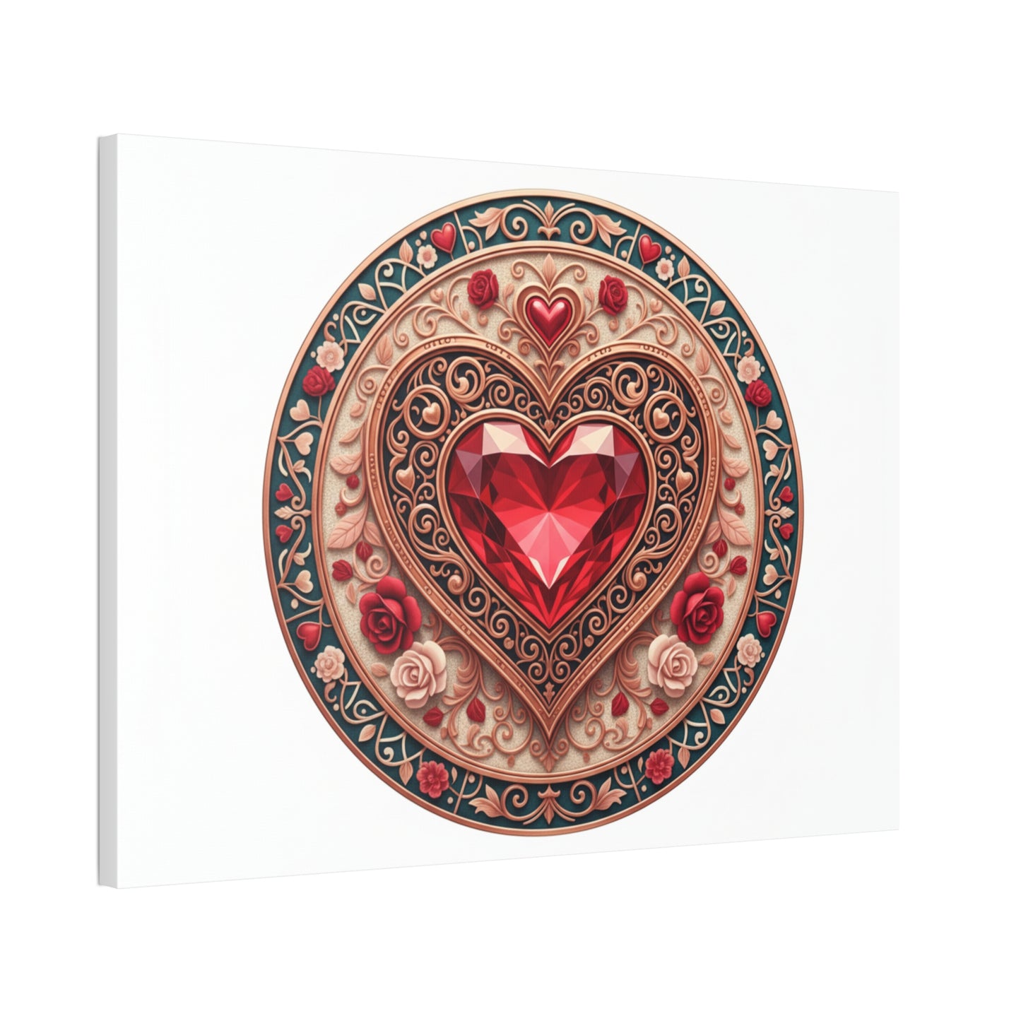 Heart Gem Mandala Canvas Print