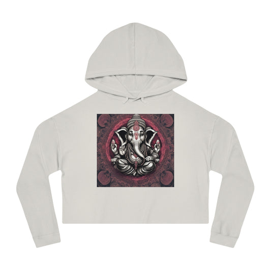 Spiritual Cropped Hoodie, Women’s Fashion, Bohemian Style, Yoga Apparel, Ganesha Design, Gift for Her