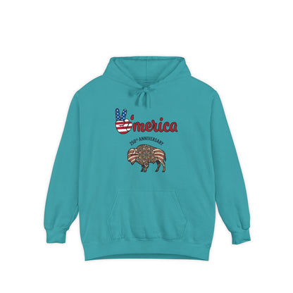 'Merica Peace Sign Hoodie — 250th Anniversary American Flag Bison