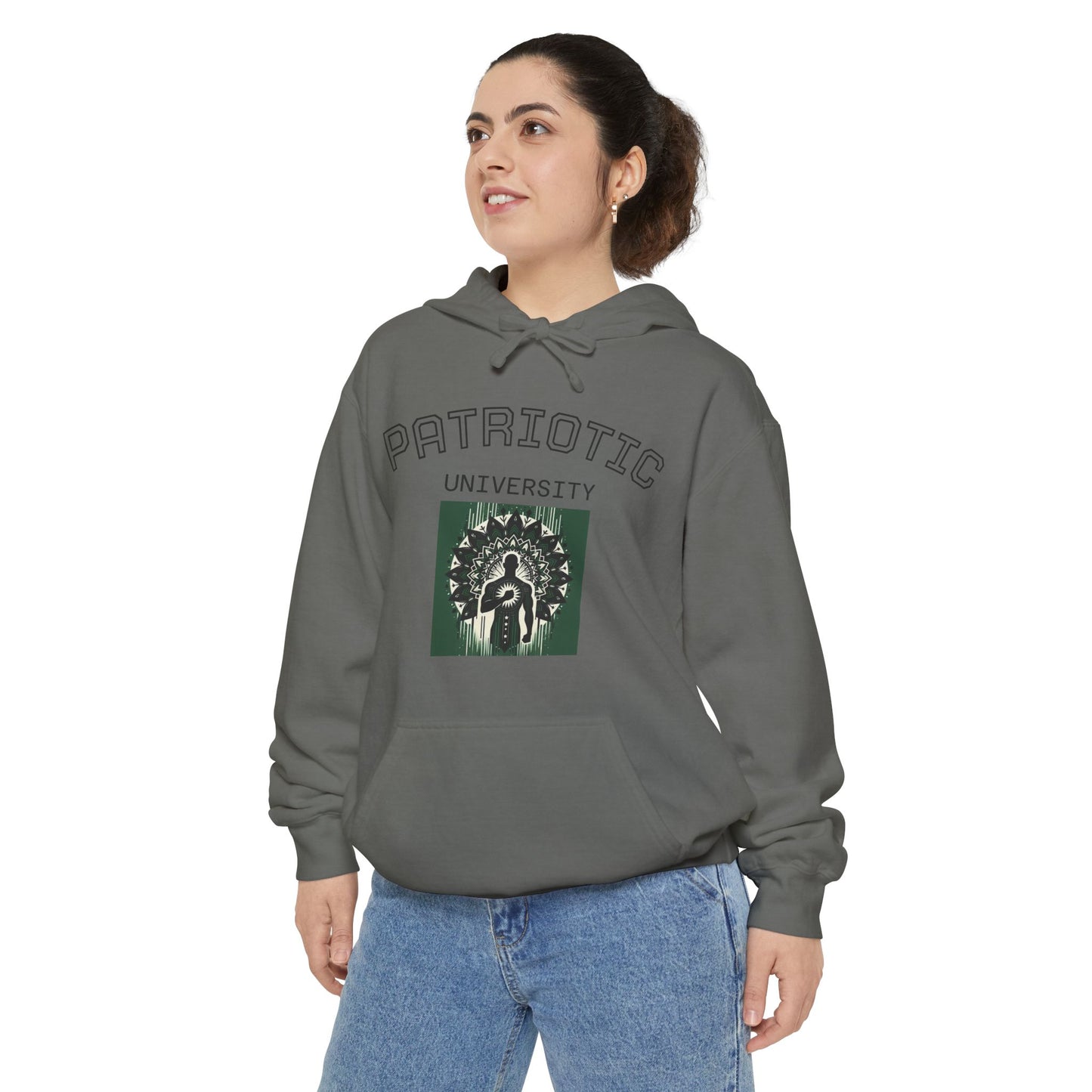 Patriotic Garment-Dyed Hoodie, Casual Sweatshirt, College Spirit Wear, Unisex Apparel, Comfortable Layering, Gift for Students