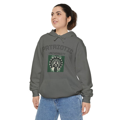 Patriotic Garment-Dyed Hoodie, Casual Sweatshirt, College Spirit Wear, Unisex Apparel, Comfortable Layering, Gift for Students