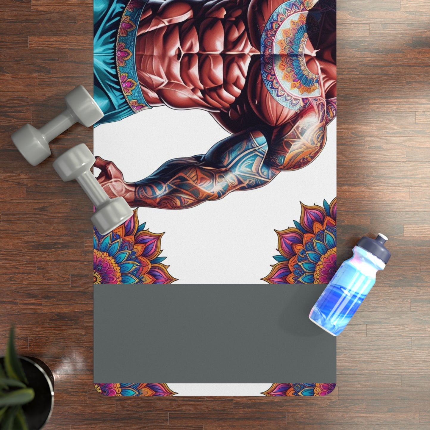 Vibrant Rubber Yoga Mat with Mandala Design, Perfect for Home Workouts, Fitness Gifts, Mindfulness, Yoga Studios, Meditation