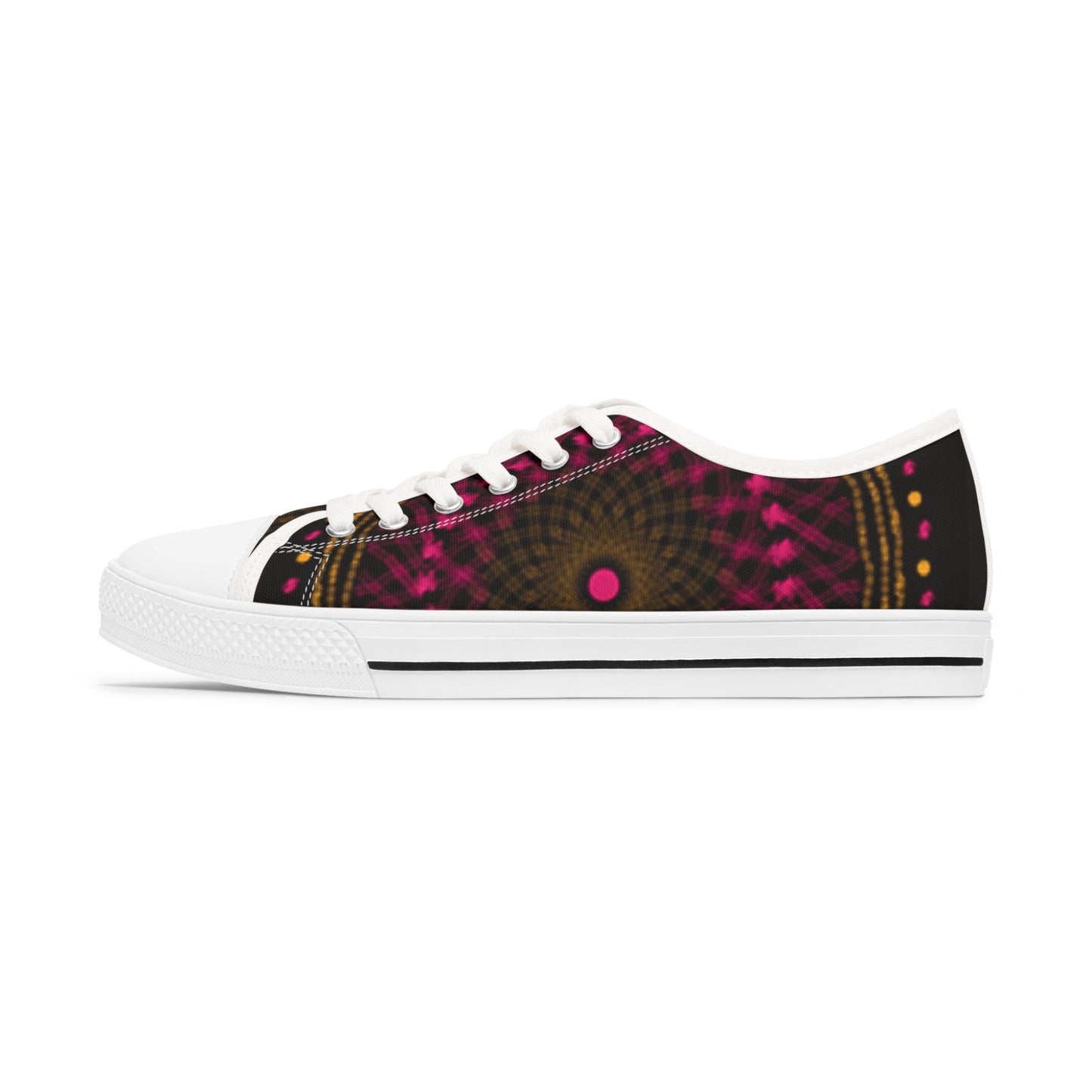 Women's Low Top Sneakers with Vibrant Mandala Design, Unique Casual Footwear, Colorful Everyday Shoes, Festival Sneakers, Trendy Art Shoes