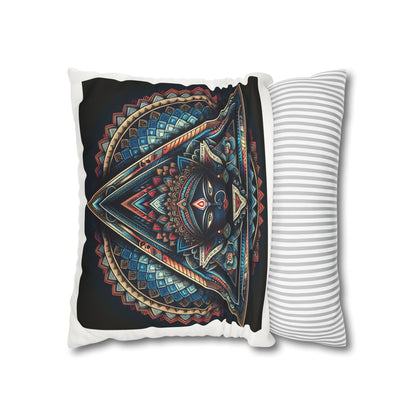 Bohemian Decorative Pillow, Square Faux Suede Cushion, Spiritual Home Décor, Mandala Art Accent Pillow, Unique Gift Idea