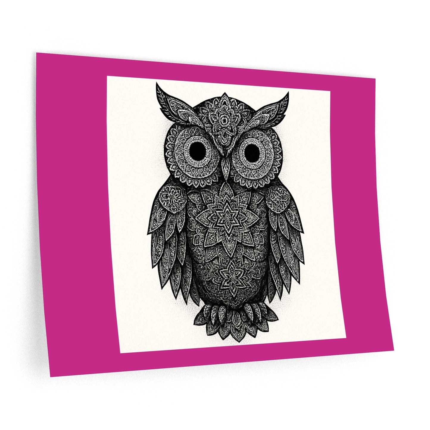 Intricate Mandala Owl Wall Decal — Black & White Boho Nursery/Bedroom Decor