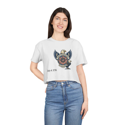 Patriotic Eagle Crop Tee – July 4, 1776 Independence Day Graphic
