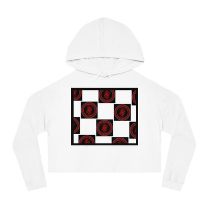 Chic Women's Cropped Hoodie with Abstract Red Design, Stylish Streetwear, Trendy Layering Piece, Perfect Gift for Her, Cozy Casual Wear