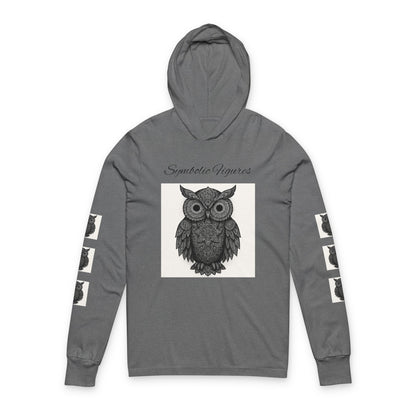 Owl Graphic Unisex Hoodie, Cozy Long Sleeve Tee for Nature Lovers, Unique Gift for Owl Lovers, Ideal for Fall, Halloween, and Everyday Wear