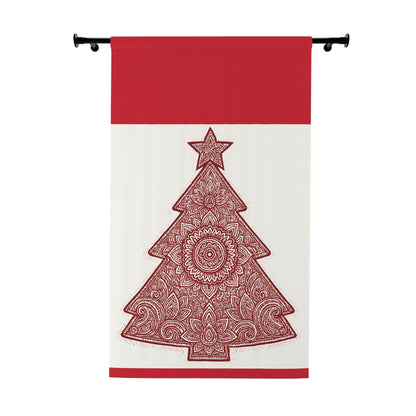 Holiday Curtain Panel — Red Mandala Christmas Tree Window Curtain