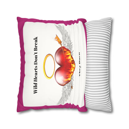 Wild Hearts Don't Break Faux Suede Pillowcase – Boho Decor for Heartfelt Spaces