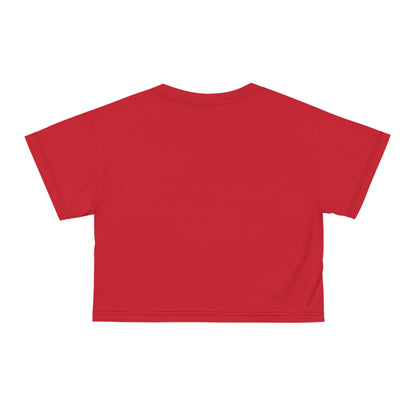 Christmas Tree Crop Tee — Red Holiday Graphic Top