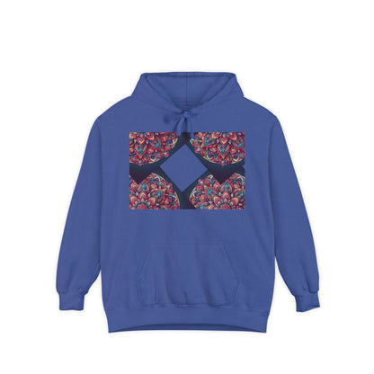 Garment-Dyed Mandala Hoodie - Cozy Floral Art Sweatshirt