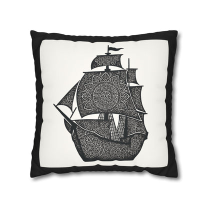Nautical Mandala Pillowcase, Decorative Throw, Boat Decor, Bohemian Home Accent, Gift for Sailors, Ocean Lover's Home